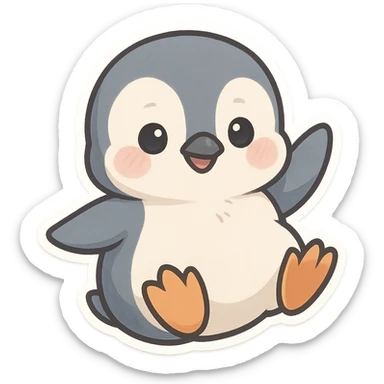baby penguin, playful pose, chubby cheeks sticker