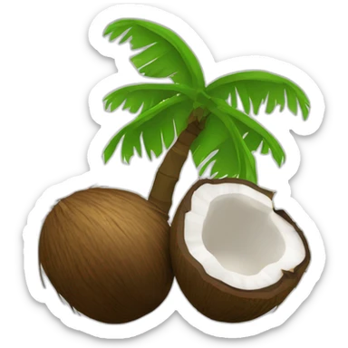 inverted coconut palm with two coconuts and 1 log at the middle sticker