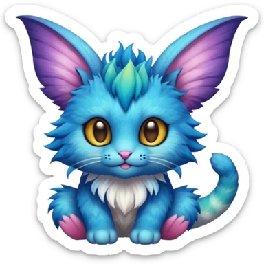 P moe meow meow cute fuzzy realistic Randomly-faerie-drake-colored exotic Fakémon-creature sticker
