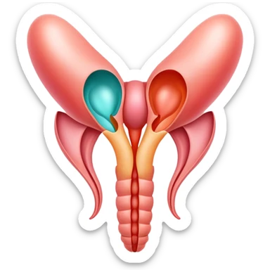 A symbolic female reproductive system with ovaries and uterus, abstract medical illustration sticker