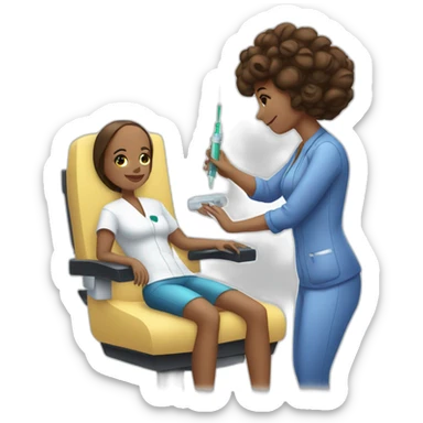 the cosmetologist gives an injection sticker