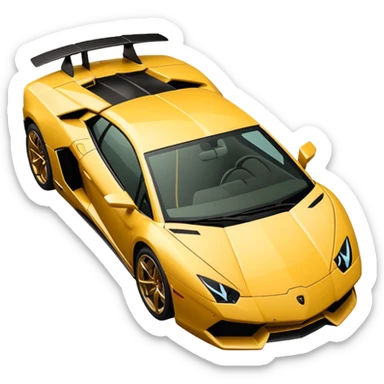 "Create a top-down view 2D Lamborghini in Apple iOS emoji style. Use solid colors, clean lines, no gradients, and smooth curves. Keep the design minimalist with a white background."
 sticker