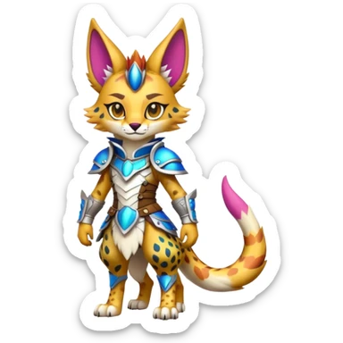 Cute Kawaii Epic Colorful Sergal-Serval-Vernid full body sticker