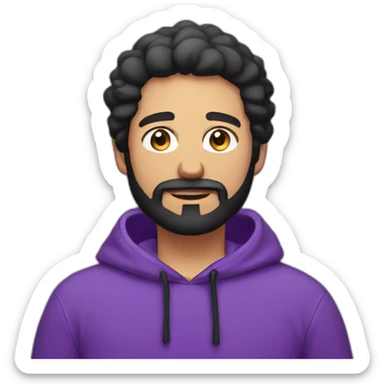Italian man wirh Black hair and beard with purple hoodie  sticker