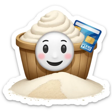 Happy face with credit card and pile of flour sticker