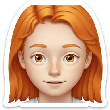 A ginger 14 year old orange braces with lots of almost invisible freckles under the eye sticker