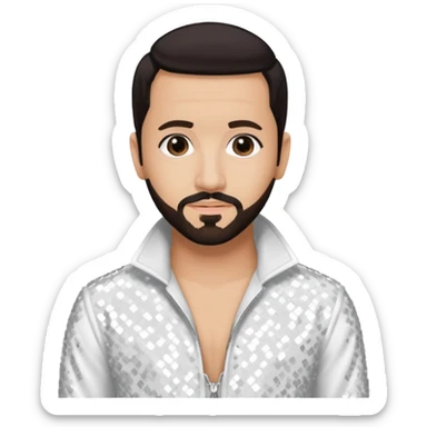 AJ McLean from Backstreet Boys with dark brown hair, white sequin outfit sticker