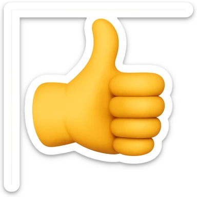 Create a 50% realistic emoji of just a hand giving a thumbs up, blending emoji style with realism, focusing on a clear and expressive thumbs up gesture. Use a transparent background. The style should be a mix of emoji and realistic hand details, inspired by the reference photo. sticker