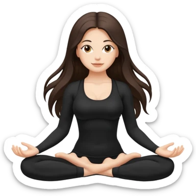 brunette super long hair yoga girl black clothes clothes buxom  sticker
