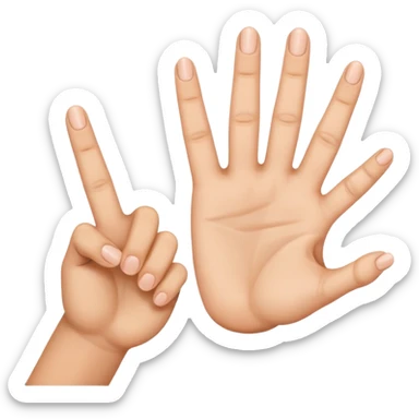 Manos con 3 dedos de un lado y 1 dedo del otro lado sticker