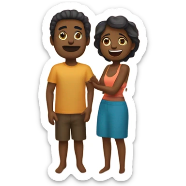 Una pareja besándose en la playa con un atardecer  sticker