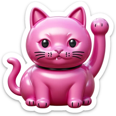 SPAM meat jeff koons style inflatable pink puffy cat sculpture  sticker