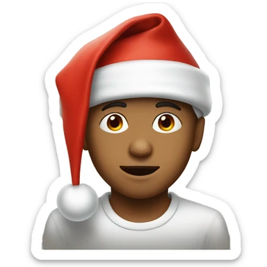 realistic portrait of a boy wearing Santa hat sticker