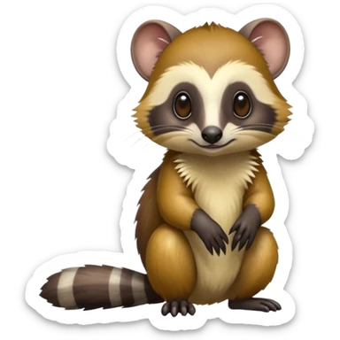 Colorful shiny hyper-realistic cute smooth soft fuzzy Tamarin-Anteater-Civet-Numbat-hybrid (full body) sticker