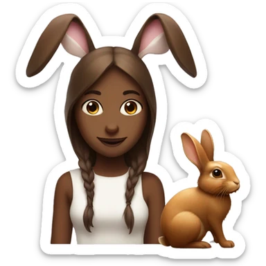 а rabbit and a hazelnut with a brunnete girl sticker