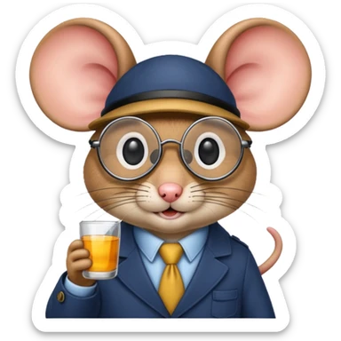 detective mouse with glasses sticker