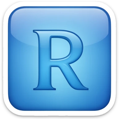 capital letter "R" printed in blue color square shape in center sticker