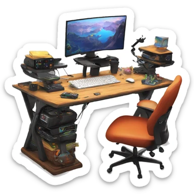 Crazy cool gaming desk setup sticker