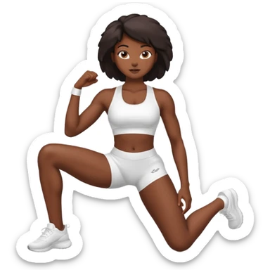 darkskin back woman in white sportswear Fit body focus chin to thigh sticker