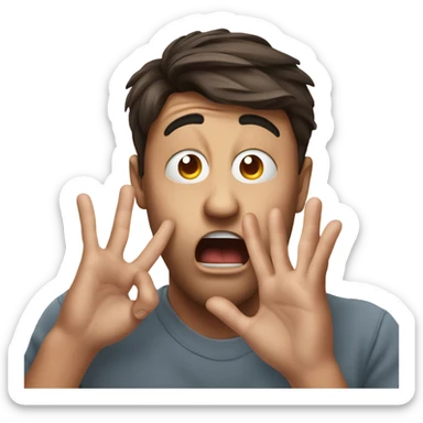 Shocked face and hands on face  sticker