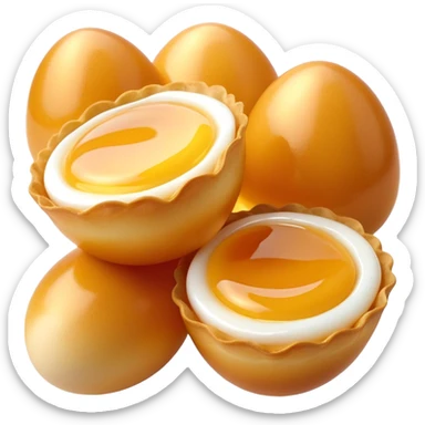 3D rendered authentic Hong Kong egg puffs (港式鸡蛋仔) with honey drizzle, golden color with shiny honey, hyper-realistic egg-shaped bubbles, glossy candy-like finish, detailed texture sticker