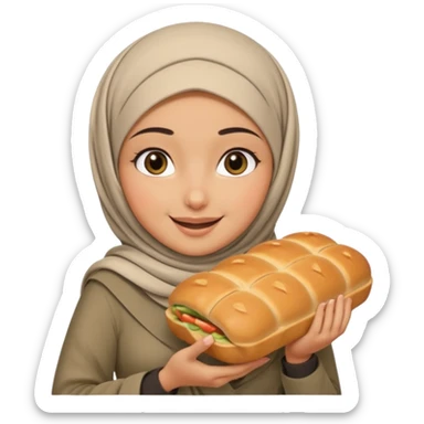 arab GIRL with hijab half body to belt, big bread sticker