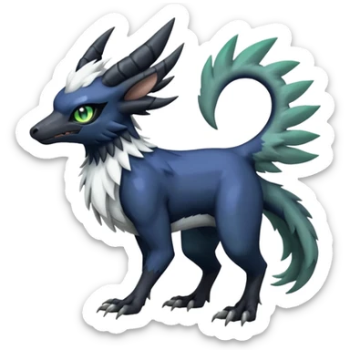 Shiny Black Grey White and Dark-Green Trico-Nargacuga-Silvally-Absol-fusion sticker