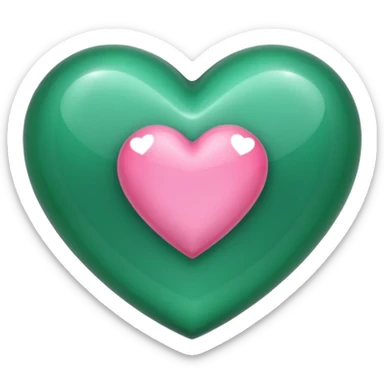 emerald heart with one mini pink heart inside of it  sticker