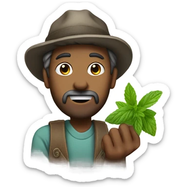 A hobo offering a mint sticker