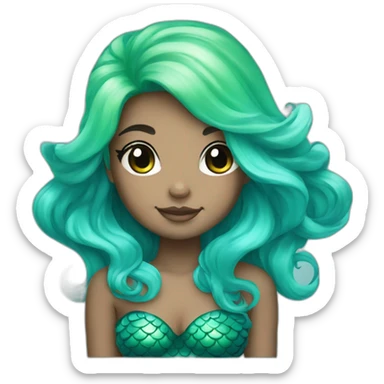 green blue black cute kawaii mermaid sticker