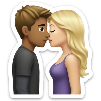 Blonde girl kissing brunette boy sticker