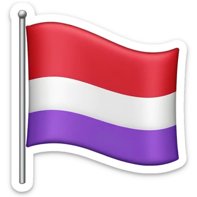 The emoji of a flag with three horizontal bars. The top bar is black, the middle bar is white, and the bottom bar is split in half. The bottom left is purple, and the bottom right is red sticker