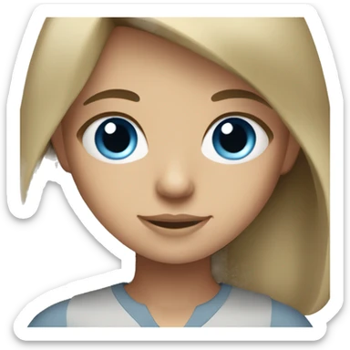 Girl with blue eyes and dark blond hair at work sticker