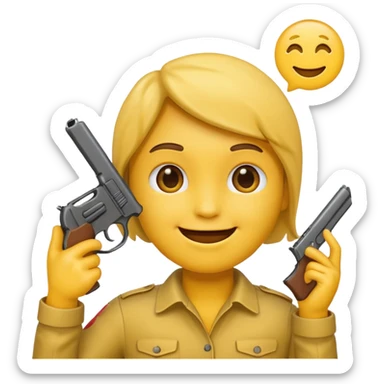 Create a smiling face emoji that’s holding a gun pointed to their head sticker