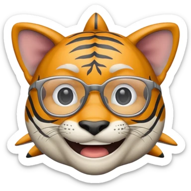 create me a slack emoji of a very old tiger shark with grey hair and glasses sticker