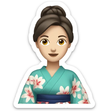 Brunette white woman in kimono sticker