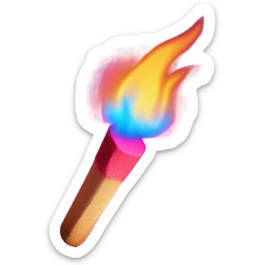 Pink and blue neon a burning match sticker