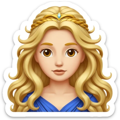 goddess emoji, powerful, regal, flowing hair, minimal background sticker