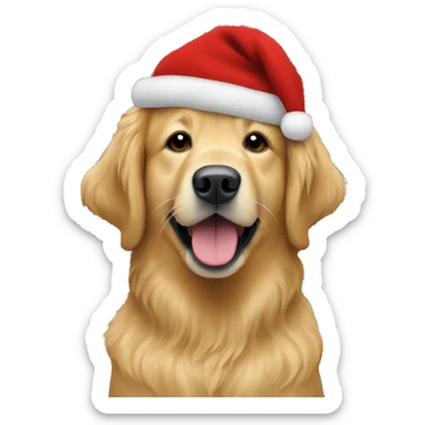 Golden retriever wearing a knitted red Christmas sweater sticker