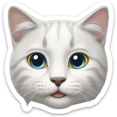 white male cat whit grey hair sticker