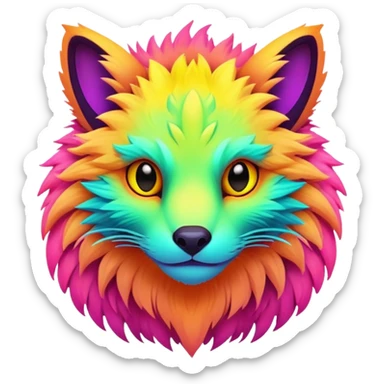 Exotic futuristic lush warm-colored neon Fakémon-creature (full body) sticker