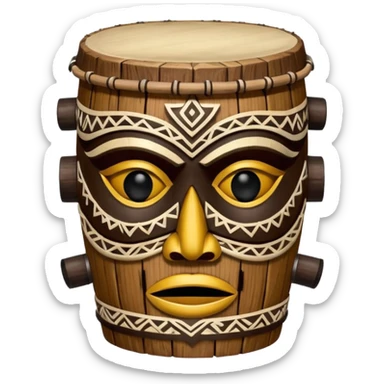 Drum Mask – Mask shaped with drum top, tribal style. sticker