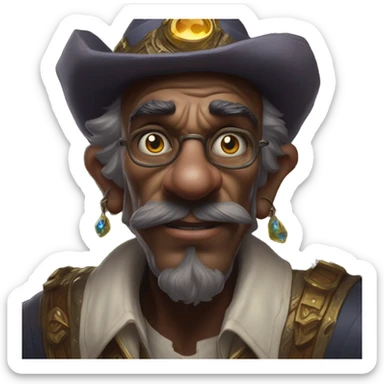 Warcraft gem collector in Uncle Scrooge style, oil paint, mysterious eyes, intricate lips, masterpiece portrait, odd perspective, beautiful, desirable, logical sticker