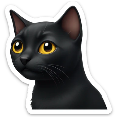 amazed black cat head sticker