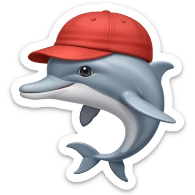 Dolphin emoji combination with a cap sticker
