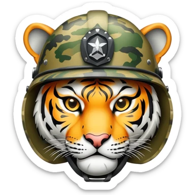 military tiger face with helmet and camo for Twitch emote sticker