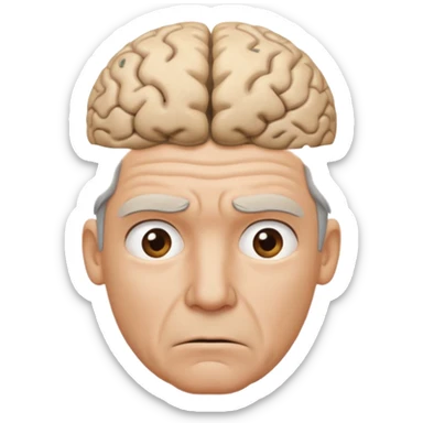 a worried blond man that dont know what to do and with the brain out of your opened head sticker