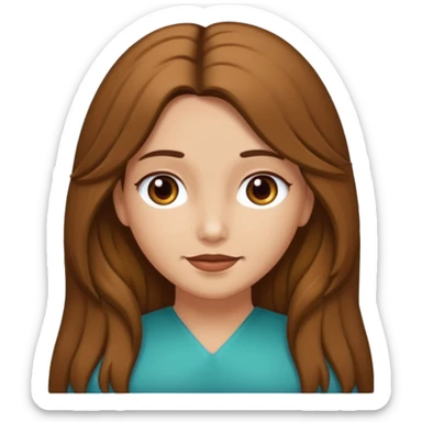 Una chica con pelo castaño medio largo, con facciones lindas abrazando a Jesús.  sticker