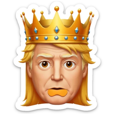 President Trump as 90 year old king with orange face and hair sticker