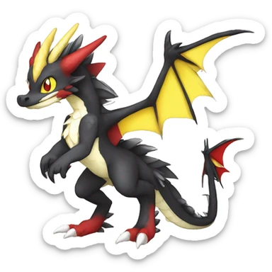 Anthro Cute cool black red white yellow nargacuga-dragon sergal animal hybrid Fakemon full body sticker